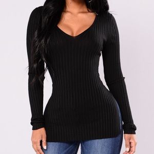 Giving Me the Feels Rib V-Neck Slit Side Sweater